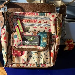 Lily Bloom crossbody....green living....reduce.recycle.reuse